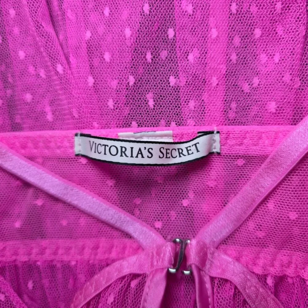 Victoria’s Secret Babydoll Chemise Sheer Neon Pink - Picture 9 of 9